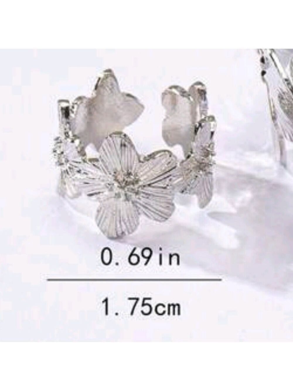 FLOWER ADJUSTABLE RING ZINC ALLOY - Picture 4 of 4